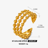 Cincin Bola 3 Lapis Minimalis Baja Tahan Karat Gaya Eropa dan Amerika untuk Wanita, Hip Hop yang Dipersonalisasi, Bukaan yang Dapat Disesuaikan