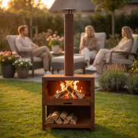 Chimenea Barbacoa de Acero Corten para Exteriores, Camping, con Estructura KD, de Leña, con Etiqueta Privada Personalizada