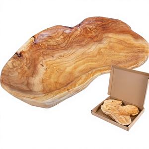 BTEOBFY - Tazón Moderno de Madera Natural de 11 a 13 Pulgadas, Plato de Servir Único Hecho a Mano, Plato para Frutas, Aperitivos, Sándwiches, Pan y Entradas - Product Image 1