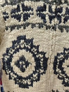 Casual Hand Knit Cardigan with Distinctive <b>Bull</b> <b>Skull</b> Motif and Geometric Patterns Showcasing Artisanal Craftsmanship - Product Image 3
