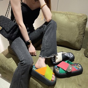 New Style Hollow One Line Design Girls Flip Flops Flat Sandals Square Head Ladies Slippers - Product Image 2