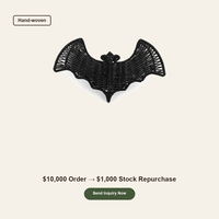 Ornement de chauve-souris noir tressé à la main, décoration murale pour fête d'Halloween, en osier, à suspendre, pour usage intérieur, écologique, imperméable, vente en gros OEM