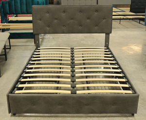 Kainice אפור עור המלכה גודל מסגרת עם מיטת אחסון מודרני ריהוט חדר שינה עץ מיטה זוגית מיטה זוגית מיטה זוגית - Product Image 5