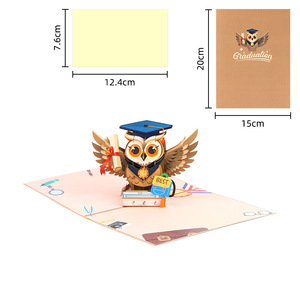 Biglietto d'<span class=keywords><strong>Auguri</strong></span> 3D Pop-up a Forma <span class=keywords><strong>di</strong></span> Gufo Personalizzato, Creativo e Carino, Piccolo, per Laurea, San Valentino, Ecologico, per <span class=keywords><strong>Auguri</strong></span> Festivi - Product Image 6