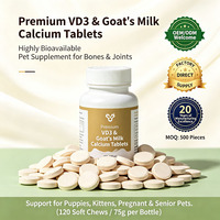 Comprimés de calcium pour chiens et chats, lait de chèvre, VD3, complément pour le développement osseux, santé des articulations des chiots et des chatons, comprimés à mâcher souples pour animaux de compagnie, vente en gros