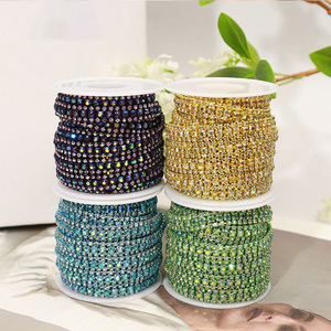 Cadena de Garra de Triple Hilera <span class=keywords><strong>con</strong></span> Malla de Cristales de Imitación, Flexible y Resistente al Óxido, para Decoración DIY de Zapatos, Bolsos, Ropa, Accesorios y Manualidades - Product Image 3