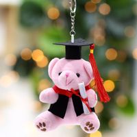 Porte-clés en peluche ours en peluche mini chapeau de docteur mignon et doux de 14 cm, animaux en peluche pour porte-clés, cadeau de la Saint-Valentin