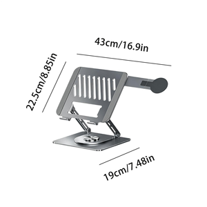 Wholesale Ergonomic 360 <b>Rotation</b> Notebook Holder Riser Adjustable Metal Laptop Stand with Mobile Phone Holder for <b>Desk</b> - Product Image 2