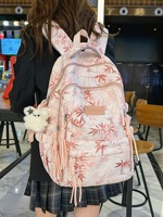 Sac à dos scolaire SAIDING de style chinois moderne avec fermeture éclair en feuille de bambou, bretelles courbées pour les élèves du collège et du lycée