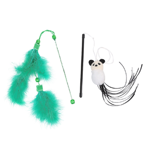 Venta al por mayor de plumas de hadas de colores de pavo, artesanía a granel, palo de cola, juguete para mascotas, varita interactiva para interiores, juguete de plumas de piel - Product Image 3