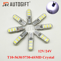 Ampoule LED de voiture T10 5730 6SMD 12V 24V, lampe en gel de silice, lumière rouge jaune, étanche, pour éclairage de stationnement, plaque d'immatriculation