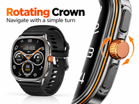 Montre connectée AMOLED 1,73 pouces, appels 5.3, étanche IP68, batterie 300 mAh, couronne rotative, modes multisports