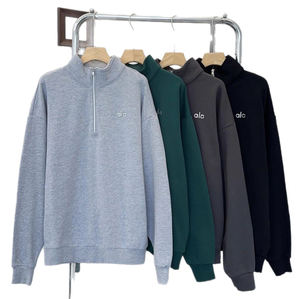 <span class=keywords><strong>Felpa</strong></span> con Mezza Zip Personalizzata con Logo, Moda di <span class=keywords><strong>Marca</strong></span> all'Ingrosso, Tinta Unita, Vestibilità Oversize, Collo Alto, per Fitness - Product Image 1