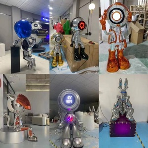 Escultura de Robot Cyberpunk Moderna de Fibra de Vidrio Electrochapada, Figura de Buzo Cromada Morada, Arte para Exhibición en Tiendas y Centros Comerciales - Product Image 6