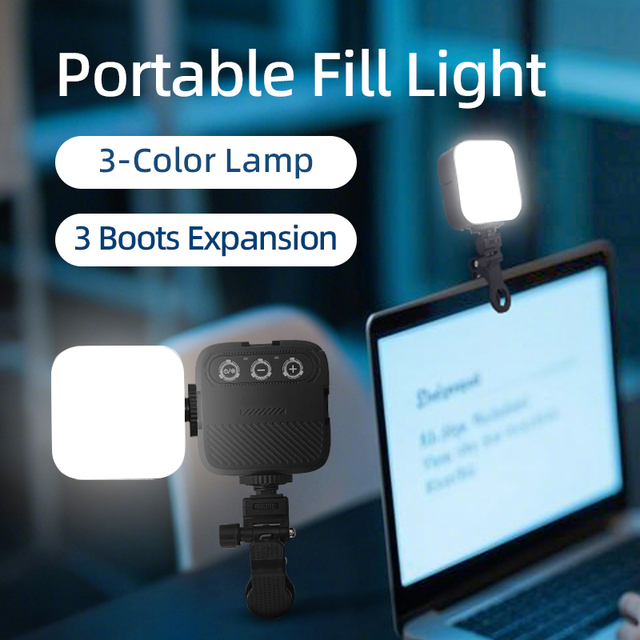 Rechargeable Portable Mini Selfie Ring Fill Light Adjustable Color Temperature Type-C Charging High CRI 80 Plastic Video