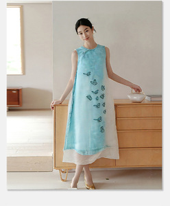 Robes pour femmes sans manches à la mode Offre Spéciale haut <span class=keywords><strong>de</strong></span> gamme Robe à col Mandarin pour l'<span class=keywords><strong>été</strong></span> - Product Image 4