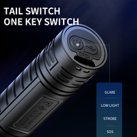 Mini lampe torche LED de qualité, lampe de poche pour le camping, l'extérieur, rechargeable, en ABS, avec verre, étanche, batterie 18650, charge USB