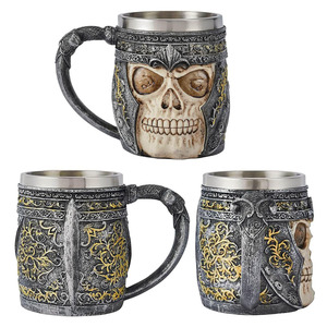 Kubek Czaszki <span class=keywords><strong>Bones</strong></span> Goblet Set Gothic Game Over Mug Skull Jarra de cerveza de acero inoxidable - Product Image 5