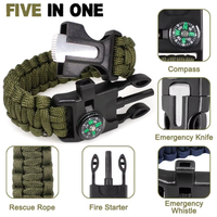 Meilleur Choix Bracelet de Survie Tressé Multifonctionnel 5-en-1 avec Boussole Portable Étanche Antichoc pour Activités de Plein Air et Camping