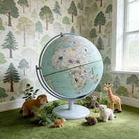Globe terrestre rotatif sur le thème des animaux, 8 pouces, en plastique et métal, certifié CE/ROHS, décoration éducative pour enfants, géographie