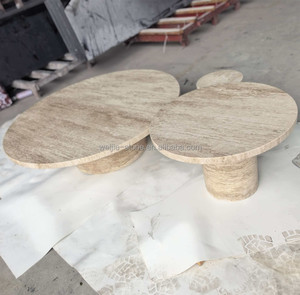 Mesa de Centro de Piedra Caliza Personalizada en Tamaño y <span class=keywords><strong>Color</strong></span>, Mesa Auxiliar de Mármol Travertino - Product Image 4