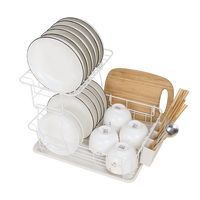 Support de séchage de vaisselle détachable à 2 niveaux avec égouttoir support d'ustensiles support de planche à découper support de rangement d'accessoires de cuisine