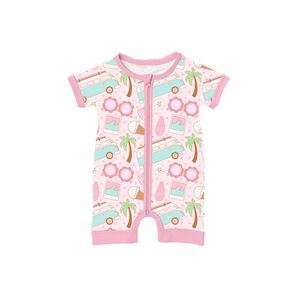 Individuell Bedruckter Unisex Baby Bambus Kurzarm-Schlafanzug mit Reißverschluss, Strampler mit 2-Wege-Reißverschluss - Product Image 6