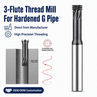 Fraise à fileter à trois dents BSPT pour filetage de tuyaux en acier, fraise à fileter CNC en carbure revêtu, usage général, spirale interne profonde