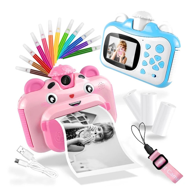 Kids Camera Digital  2.4 Inch Toddler Camera Instant Print,Selfie 1080P Video Rechargeable Children's Toy Camera for Kids