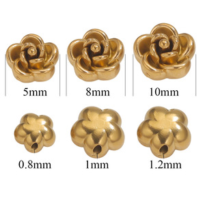 3D Rose Flower Beads | 18K PVD Gold Plated Stainless Steel Charm <b>Spacer</b> for DIY Bracelet Necklace Jewelry Making - Product Image 6