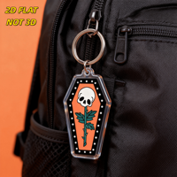 Porte-clés en acrylique Rose Coffin, design gothique orange et noir, breloque transparente double face, accessoire de mode alternatif