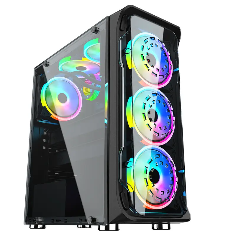 وصل حديثًا حافظة ATX مع شعار RGB لجهاز الكمبيوتر Gamer منتصف برج حالة الكمبيوتر بسعر المصنع