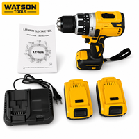Kit de perceuse électrique sans fil 21V avec batterie au lithium, perceuse sans balais, 2 batteries, chargeur et coffret à outils pour réparations domestiques