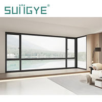 Fenêtre à battant en aluminium SUNGYE, résistante aux ouragans, à cadre étroit, avec verre trempé de sécurité, ouverture vers l'extérieur, vente chaude