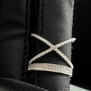 Wholesale Price Wedding Band <strong>Ring</strong> for Women <strong>X</strong> Crisscross 925 Sterling Silver Zircon Moissanite Iced Out Pinky <strong>Ring</strong> Fine Jewelry - Product Image 5