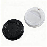 Couvercle jetable en plastique PP de 90 mm pour café, noir et blanc, avec trou pour paille, pour boissons chaudes