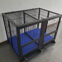 Cage pour chien en fer de qualité commerciale, pliable, avec roues, aucun assemblage requis, plateau en plastique respirant et durable