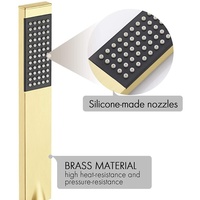 Robinet et pommeau de douche encastrés mural doré brossé pour hôtel, au design moderne et épuré, avec eau chaude/froide
