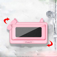 Support de téléphone étanche pour douche, design mignon, haute sensibilité, rotation à 360°, boîtier anti-buée pour salle de bain et toilettes