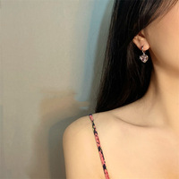 Go Party délicat 925 aiguille en argent rose zircone cubique anneaux d'oreille étoile boucle d'oreille amour coeur pendentif boucles d'oreilles pour femmes