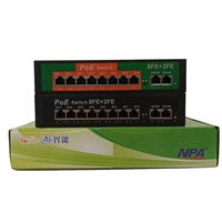 Conmutador Ethernet POE ANPA AP-1028PE de 10 Puertos 10/100Mbps, 2 Uplinks, Protección contra Rayos de 6KV, Extensión de 250m, SNMP, Capacidad de 2.0Gbps, QoS