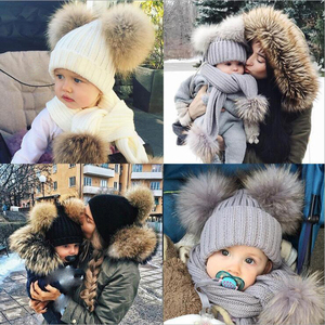 Nouveau design fille bébé pom pom chapeaux mode tricoté hiver chaud chapeau écharpe et <span class=keywords><strong>bonnet</strong></span> ensemble - Product Image 3