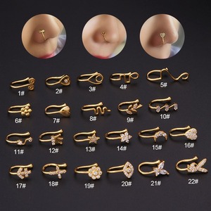 2025 nouvelle mode cuivre zircone populaire enfants <span class=keywords><strong>faux</strong></span> nez anneau Zircon pierre Clip-on nez anneau bijoux trou moins <span class=keywords><strong>Piercing</strong></span> - Product Image 1