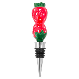 Ceramic Double Strawberry Wine Stopper Alloy Bottle Stopper Champagne Stopper Wine <b>Pourer</b> Creative Gift - Product Image 2