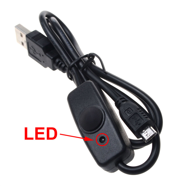 Free Sample Usb 2.0 a Male to Micro Male Cable with Switch and LED Indicator