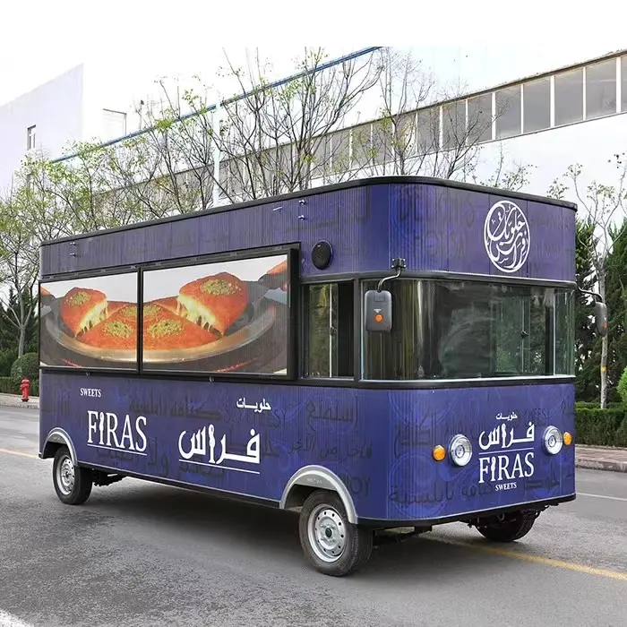 Bus électrique en acier inoxydable, remorque mobile de rue de camion de restauration rapide frite équipée d'un équipement de cuisine complet