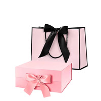 Luxe magnetische sluiting vouwbare cadeaudozen op maat gemaakte kleur stevige kartonnen lint cosmetische verpakking papieren tassen