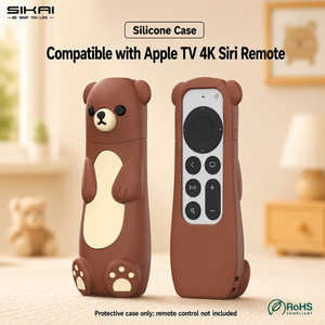 Custodia Protettiva in Silicone Morbido SIKAI Kawaii a Forma di Orsetto per <span class=keywords><strong>Telecomando</strong></span> Apple TV 4K Siri 2a/3a Generazione con Protezione Nascosta per AirTag - Product Image 1