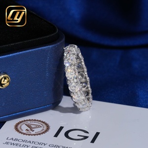 IGI Certified Lab Created Diamond VVS2 Clarity Excellent Cut <b>Eternity</b> <b>Ring</b> Solid 925 Sterling <b>Silver</b> Rhodium Plated Brilliant - Product Image 4