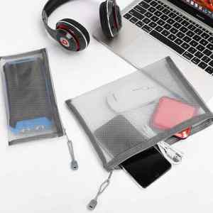 Eco-friendly Plastic Document Pouch Nylon Branded Organizer Pouch Travel <b>Storage</b> Makeup Clear Organizer Mesh Zipper Pouch - Product Image 5